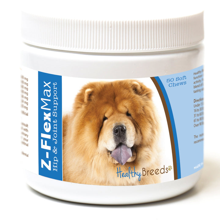 Healthy Breeds Z-Flex Max Hip & Joint Supplement Soft Chews for Chow Chow - OVER 100 BREEDS - Medium & Large Breed Formula - 50 Count