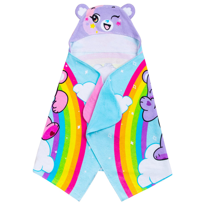 Care Bears Bath/Pool/Beach Soft Cotton Terry Hooded Towel Wrap, 24 in x 50 in, By Franco Kids Care Bears