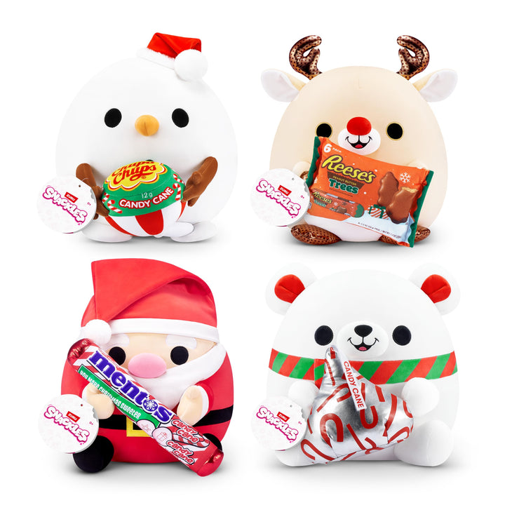 Snackles Christmas Polar Bear & Kisses 14 Inch Plush by ZURU, Ultra Soft Plush, Collectible Plush with Real Licensed Brands, Stuffed Animal, Giftable, Holiday Polar Bear (Kisses)