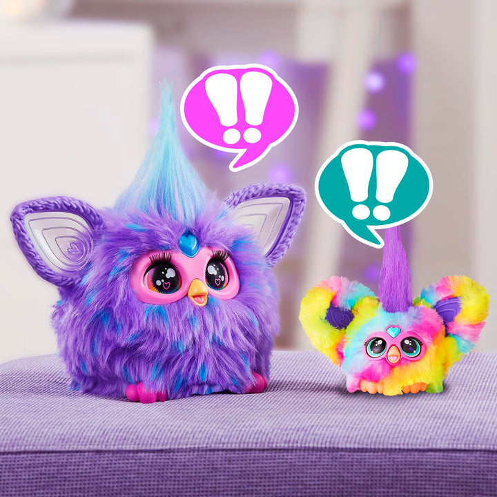 Furby Furblets Ray-Vee Mini Friend, 45+ Sounds, Electronica Music & Furbish Phrases, Electronic Plush Toys for Girls & Boys 6 Years & Up, Rainbow Ray-vee (Electronica Music)