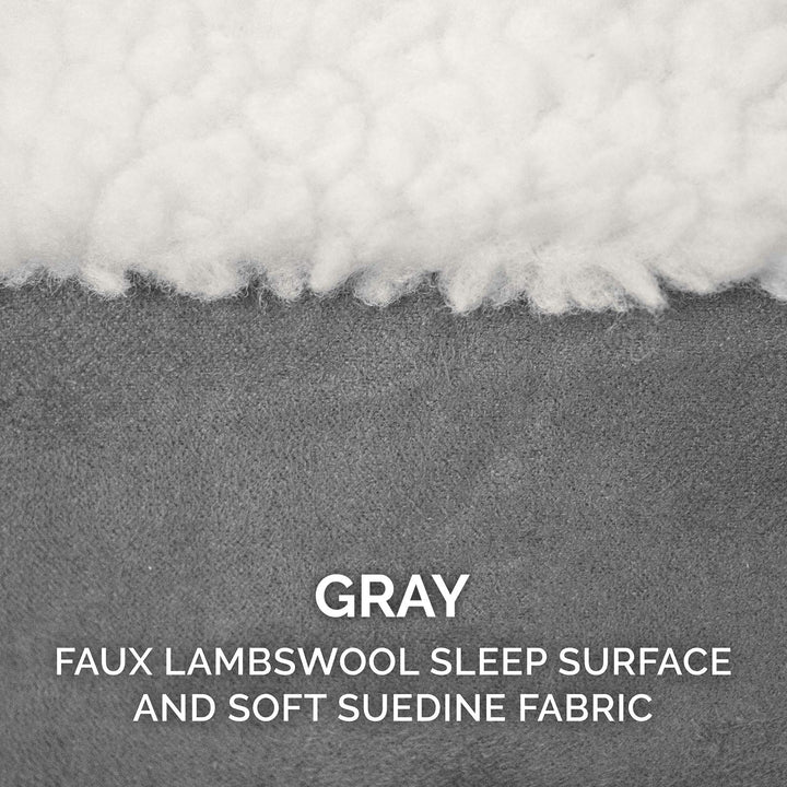 Furhaven Replacement Dog Bed Cover Sherpa & Suede Snuggery, Machine Washable - Gray, 35-inch