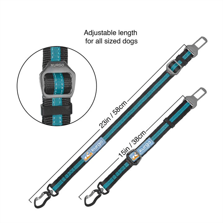 Kurgo Direct to Seatbelt Swivel Tether for Dogs Universal Car Seat Belt for Pets Adjustable Length Dog Safety Belt Carabiner Clip Easy Installation Compatible with Any Pet Harness (Blue) Blue 1 Pack