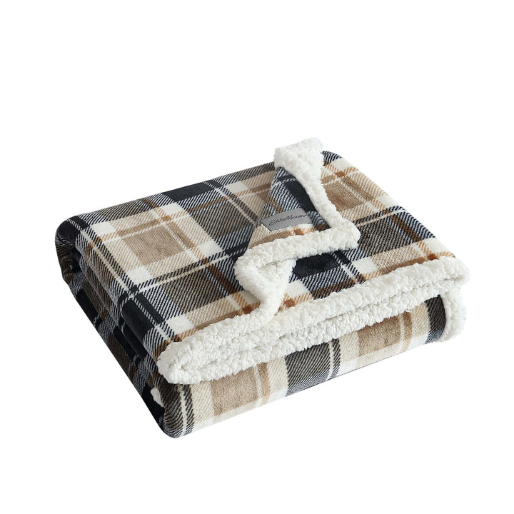 Eddie Bauer - Throw Blanket, Super Soft Reversible Sherpa Fleece Bedding, Ideal Christmas & White Elephant Gifts, Cozy Plaid Throw Blankets for Couch (Elk Stance Grey, Throw) Elk Stance Grey/White Animal