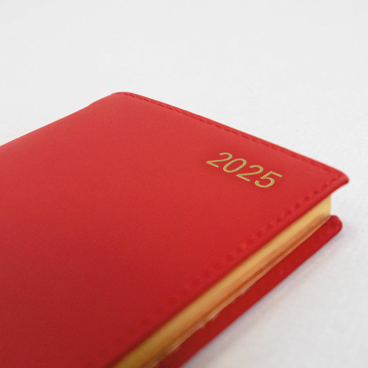 Letts of London® Belgravia 2025 Weekly/Monthly Appointment Book and Planner, 12 Months, January to December, Horizontal, Slim Size, 6.625" x 3.25", English, Red (C33SRD-25)