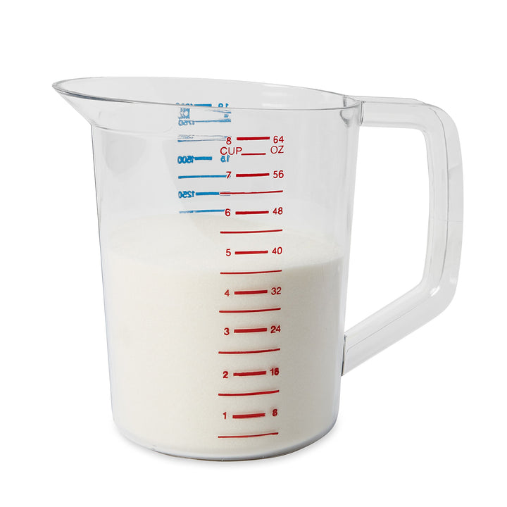 Rubbermaid Commercial Products Bouncer Clear Measuring Cup, 8-Cup/2-Quart, Clear, Strong Food Grade, For use with -40-degree F to 212-degree F, Easy Read for Liquid/Dry Ingredients while Cooking 2 Qt