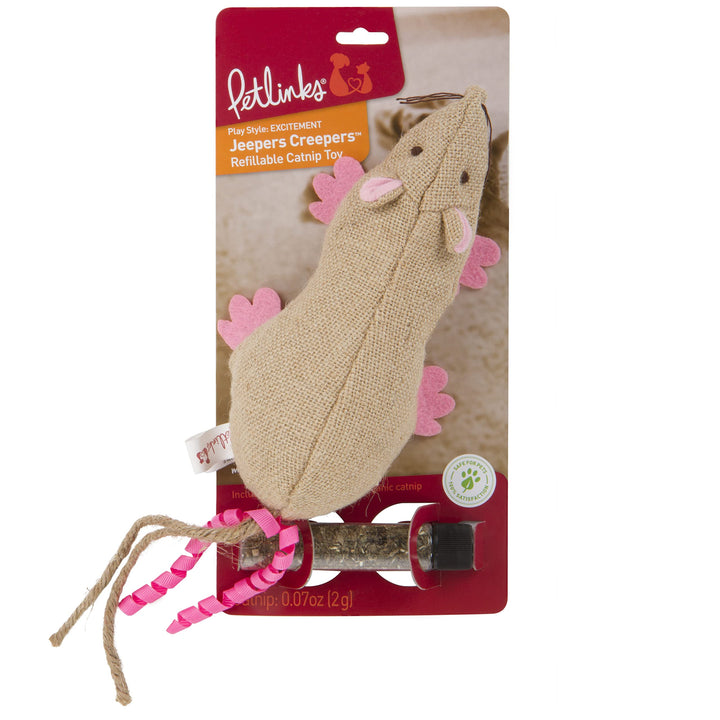 Petlinks Jeepers Creepers Refillable Kicker Cat Toy with Catnip Tube - Randomly Selected Color, One Size Set of 1 Jeepers Creepers (Randomly Selected Color)