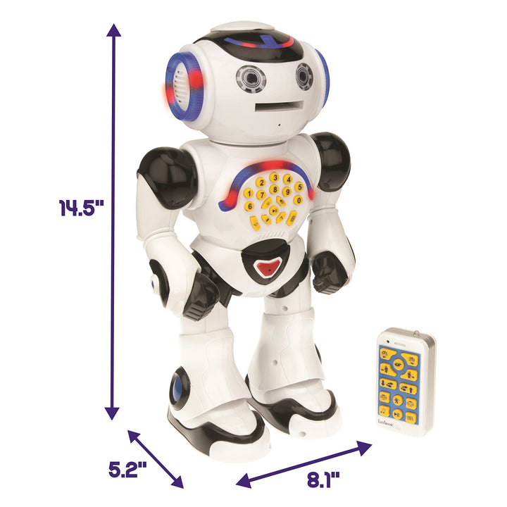 LEXIBOOK Powerman - Remote Control Walking Talking Toy Robot, Dances, Sings, Reads Stories, Math Quiz, Shooting Discs, and Voice Mimicking, for Kids 4+ - ROB50US