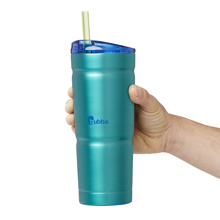 BUBBA BRANDS Envy S Vacuum-Insulated Stainless Steel Tumbler with Lid and Straw, 24oz Reusable Iced Coffee or Water Cup, BPA-Free Travel Tumbler, Island Teal No Bumper