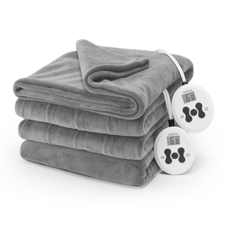 Sunbeam Royal Luxe Dove Grey Heated Blanket - King King (90" x 100")