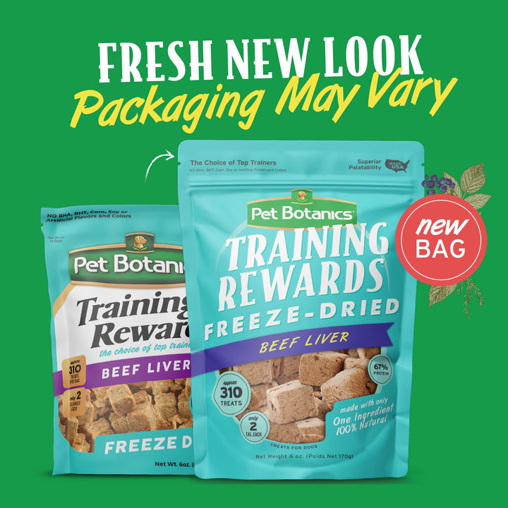Pet Botanics 4 oz. Pouch Training Reward Freeze Dried, Beef Liver Flavor, with 310 Treats Per Bag, The Choice of Top Trainers 6 Ounce (Pack of 1)