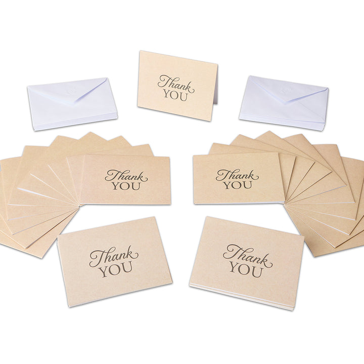 American Greetings Thank You Cards with Envelopes, Brown Kraft-Style (50-Count)