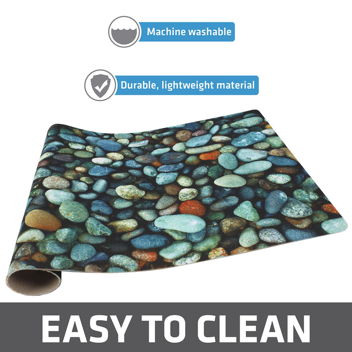 Drymate Pet Bowl Placemat, Dog & Cat Food Feeding Mat - Absorbent Fabric, Waterproof Backing, Slip-Resistant - Machine Washable/Durable (USA Made) (12 x 20) (River Rock)