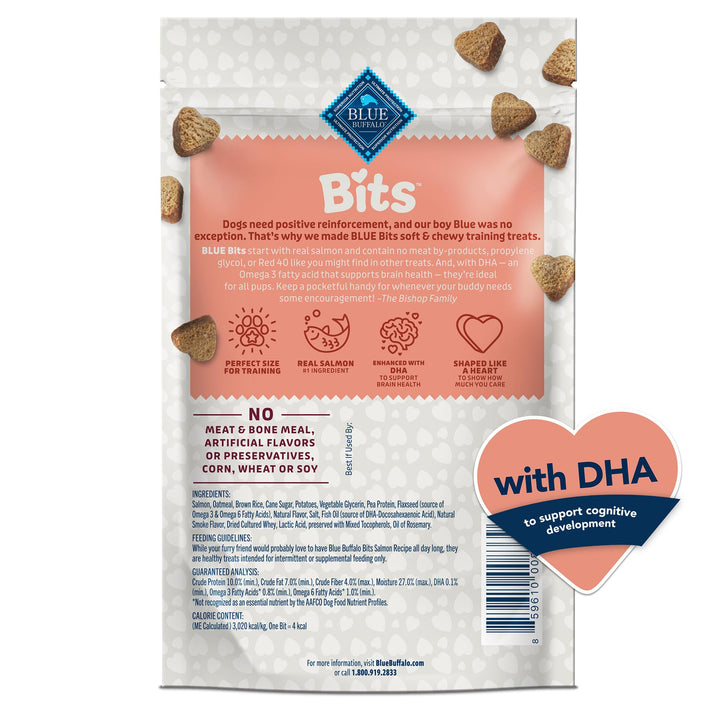 Blue Buffalo Bits Soft Dog Treats for Training, Made with Natural Ingredients & Enhanced with DHA, Savory Salmon Recipe, 4-oz. Bag 4 Ounce (Pack of 1)