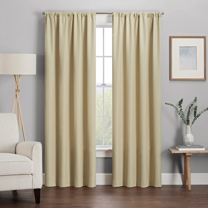 Eclipse Kendall Modern Blackout Thermal Rod Pocket Window Curtain for Bedroom or Living Room (1 Panel), 42 X 84, Café