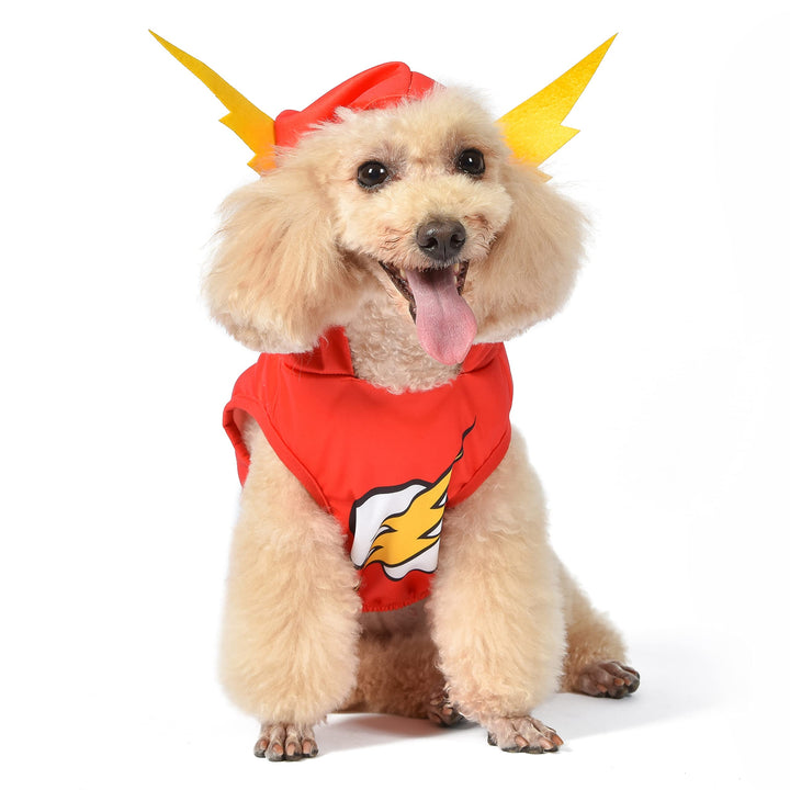 DC Comics Superhero The Flash Halloween Dog Costume – Large - | DC Superhero Halloween Costumes for Dogs, Funny Dog Costumes | Officially Licensed DC Dog Halloween Costume Red