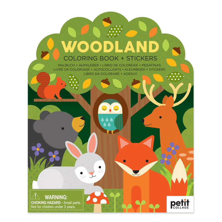 Petit Collage Coloring Book with Stickers Woodland