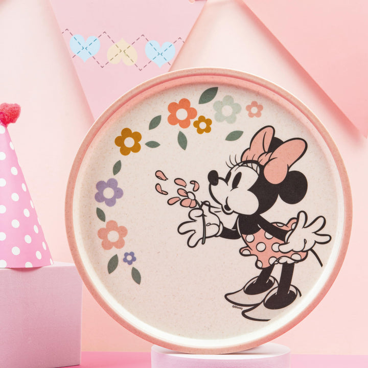 Zak Designs Disney Kids Dinnerware Set 3 Pieces, Durable and Sustainable Melamine Bamboo Plate, Bowl, and Tumbler are Perfect For Dinner Time With Family (Minnie Mouse) 8" Plate, 6" Bowl, 10oz Tumbler Minnie Mouse