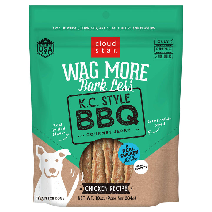 Cloudstar Wag More K.C. BBQ Chicken Jerky 10 Ounce Kansas City BBQ Chicken