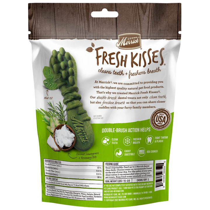 Merrick Fresh Kisses Dog Dental Chews For Small Breeds, Grain Free Dog Treats with Coconut and Botanical Oils - (6) 15 ct. Bags