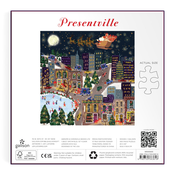 Galison Presentville 500 Piece Holiday Foil Puzzle Featuring Festive Scene by Joy Laforme ( Exclusive)