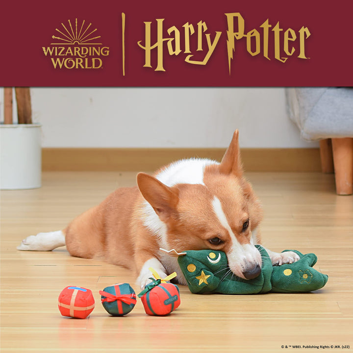 Harry Potter 14" Holiday Tree Burrow Dog Toy with Plush Squeaker Hogwarts House Presents | Dog Toys for Pets, Plush Dog Toy, Dog Squeaky Toy, Toys for Dogs