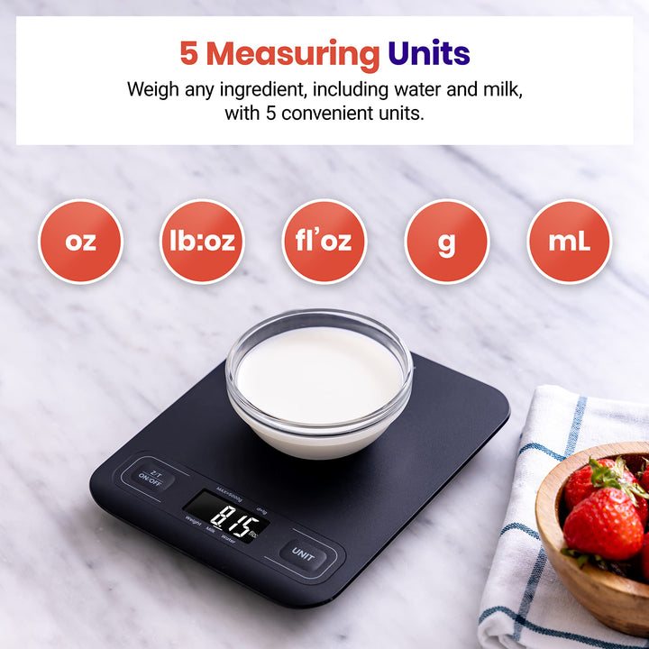 Etekcity Food Kitchen Scale, Digital Mechanical Weighing Scale,Grams and Ounces for Weight Loss, Baking, Cooking, Keto and Meal Prep,Packages, Liquids, Jewelry, LCD Display, Medium, Black