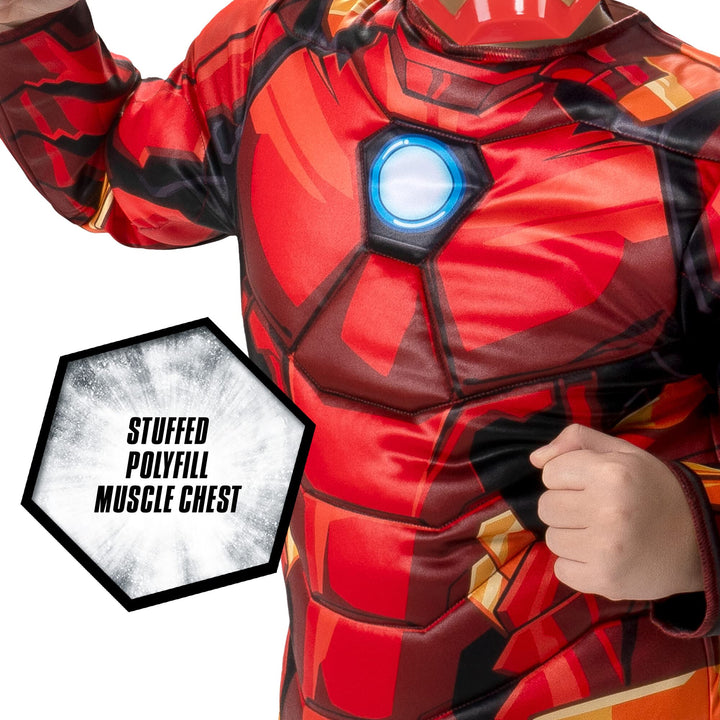 Marvel Iron Man Official Youth Halloween Costume - Premium Quality Padded Jumpsuit with Plastic Mask Medium