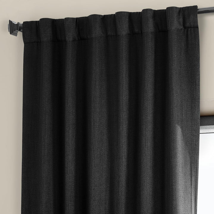 HPD Half Price Drapes Faux Linen Room Darkening Curtains - 108 Inches Long Luxury Linen Curtains for Bedroom & Living Room (1 Panel), 50W X 108L, Essential Black