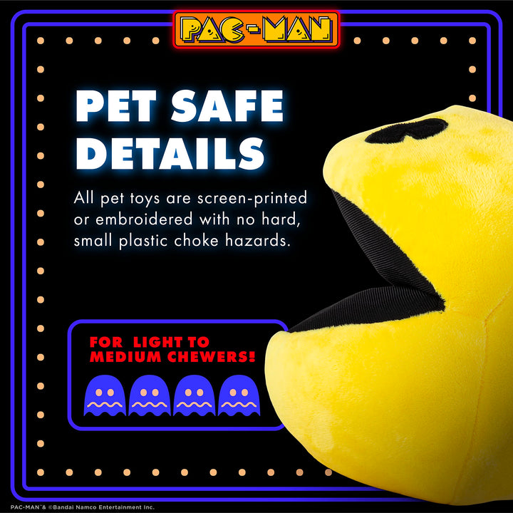 PAC-MAN for Pets 8" Plush Squeak Toy for Dogs | Plush Dog Toy with Squeaky | Squeaker Dog Toys | Officially Licensed Pet Products | Gifts for Gamers and Arcade Lovers