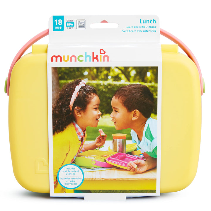 Munchkin® Lunch™ Bento Box for Kids, Includes Utensils, Yellow Solid