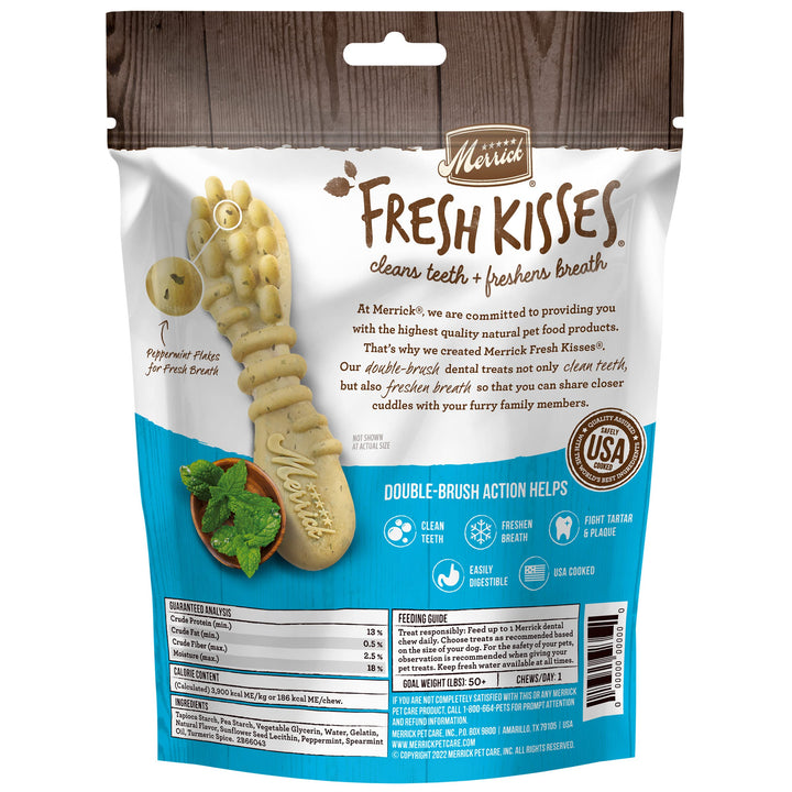 Merrick Fresh Kisses Dog Dental Chews For Large Breeds, Grain Free Dog Treats Infused with Real Mint - (6) 7 ct. Bags Large Dog (50+ Pound) 7 Count (Pack of 1)