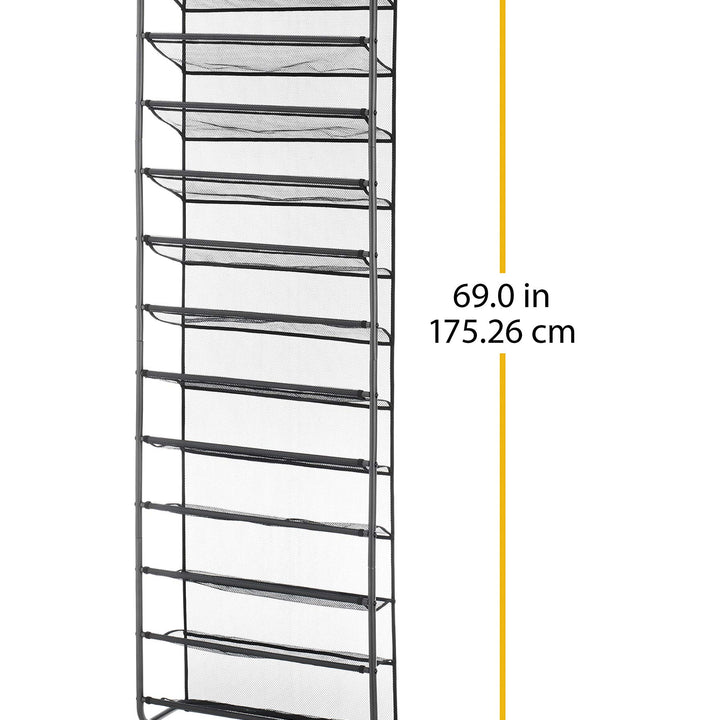 Whitmor 36 Pair Over-The-Door Rack-Gunmetal Gray Shoe Organizer Shoe Rack Gunmetal