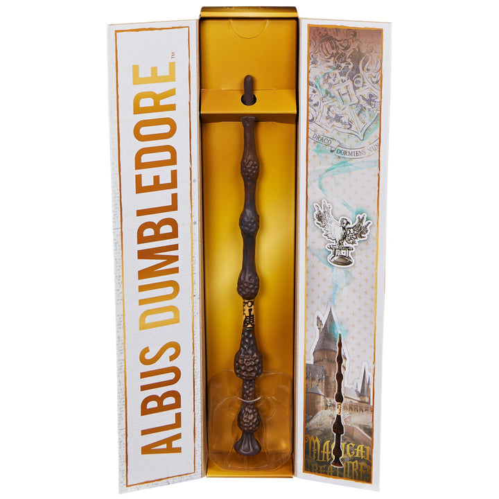 Wizarding World Harry Potter, 12-inch Magical Collector Albus Dumbledore Wand with Stand & Die-cast Icon, Magical Creatures Series