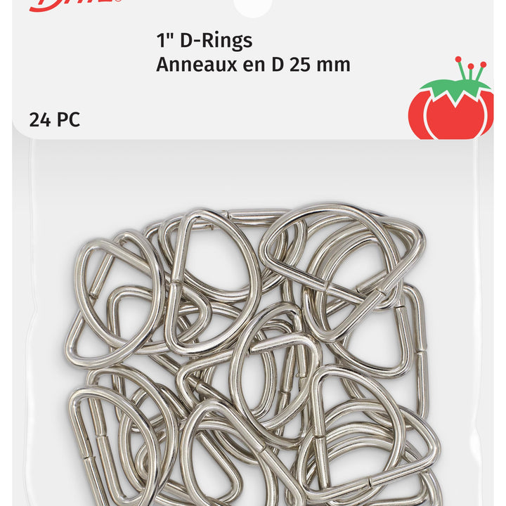 Dritz D Rings 1in Nickel Bag & Tote Accessories, 1", 24ct D-Rings