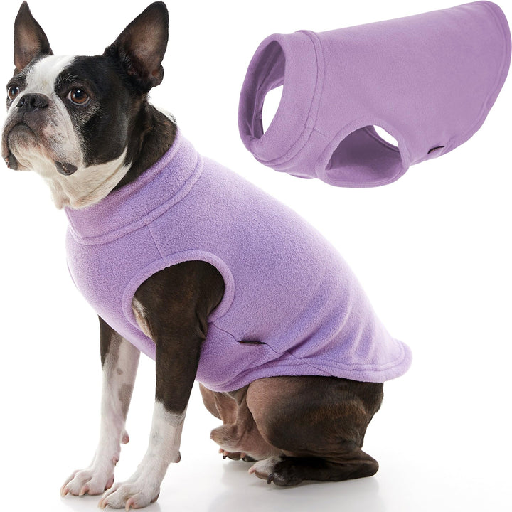 Gooby Stretch Fleece Vest Dog Sweater - Lavender, Large - Warm Pullover Fleece Dog Jacket - Winter Dog Clothes for Small Dogs Boy or Girl - Dog Sweaters for Small Dogs to Dog Sweaters for Large Dogs Large Length (13.5")