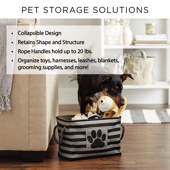 Bone Dry Pet Storage Collection Paw and Bone Print, Large Rectangle, 17.5x12x15", Gray Large Rectangle, 17.5x12x15"