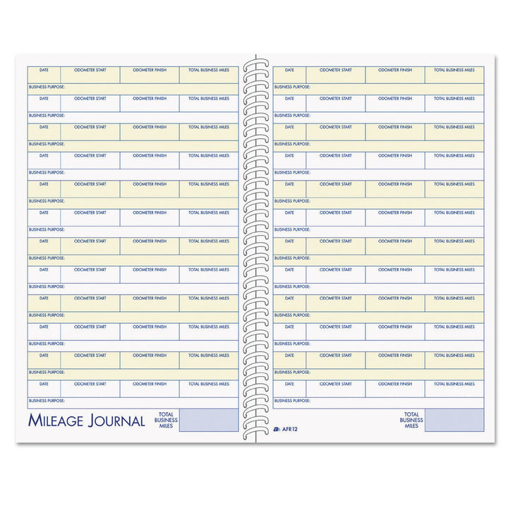 Adams ABFAFR12 Vehicle Mileage and Expense Journal, 5-1/4" x 8-1/2", Fits the Glove Box, Spiral Bound, 588 Mileage Entries, 6 Receipt Pockets,White