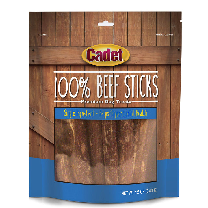 Cadet Beef Sticks Dog Treats - Long-Lasting, Healthy & Natural Beef Esophagus Treats for Small & Large Dogs, Low Calorie & High Protein Dog Chews (12 oz.) 12 oz. Count