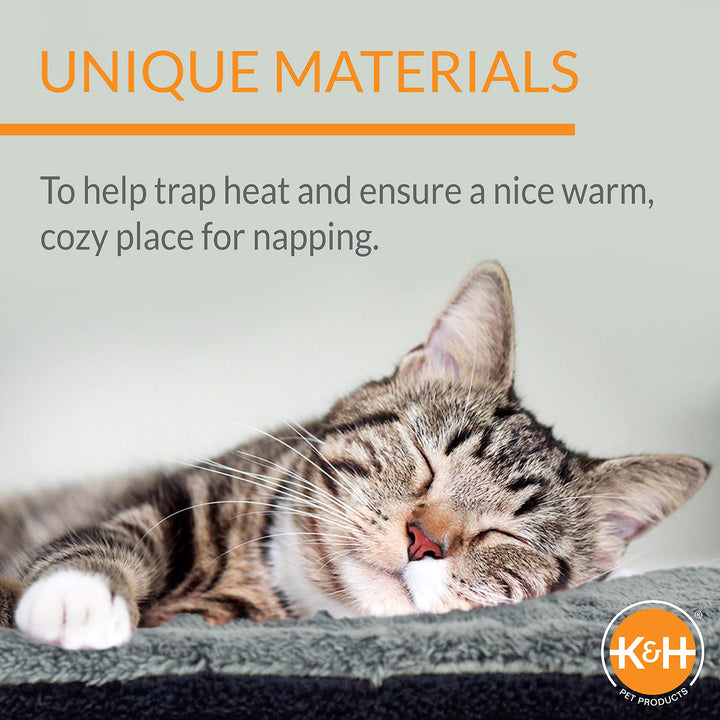 K&H PET PRODUCTS Self-Warming Cat Bed Pad, Self-Heating Thermal Cat and Dog, Cat Warmer Mat for Feral and Indoor Cats, Oatmeal/Chocolate 21 X 17 Inches Recyclable Box