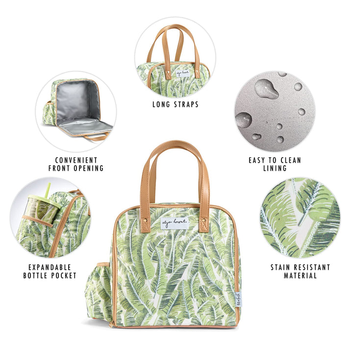 Fit & Fresh Lunch Bag For Women, Insulated Womens Lunch Bag For Work, Leakproof & Stain-Resistant Large Lunch Box For Women With Containers, Tumbler & Ice Pack, Zipper Closure Wichita Bag Palm Leaves