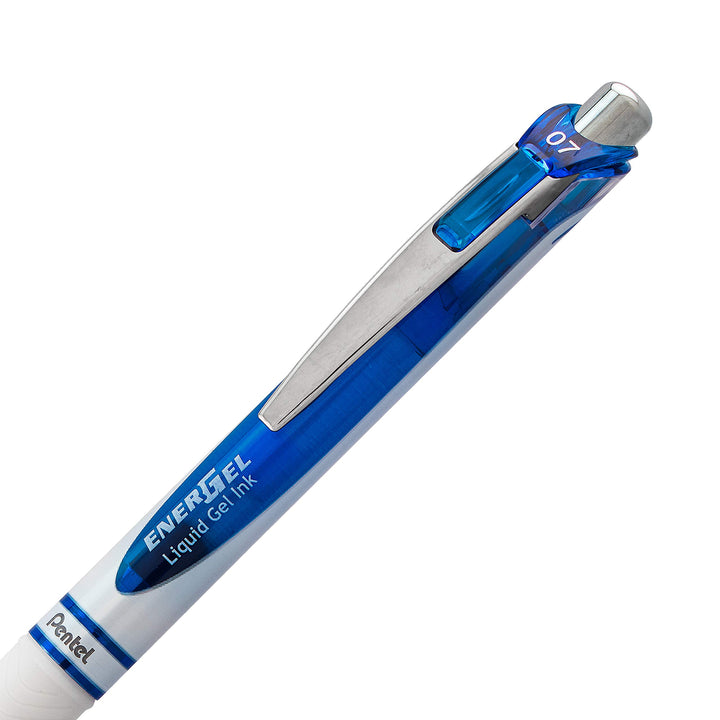 Pentel EnerGel RTX Pearl Retractable Liquid Gel Pen, (0.7mm) Medium Line, Needle Tip, Blue Ink, 12 pack (BLN77PW-C)