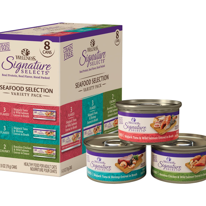 Wellness CORE Grain-Free Signature Selects Wet Cat Food, Natural Pet Food Made with Real Meat (Poultry Variety Pack, 2.8 Ounce Can, Pack of 8) Poultry Variety Pack 2.8 Ounce (Pack of 8)