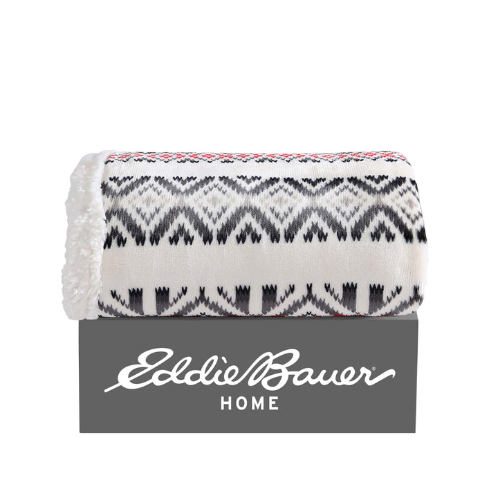 Eddie Bauer - Throw Blanket, Super Soft Reversible Sherpa Fleece Bedding, Ideal Christmas & White Elephant Gifts, Cozy Plaid Throw Blankets for Couch (Elk Stance Grey, Throw) Elk Stance Grey/White Animal