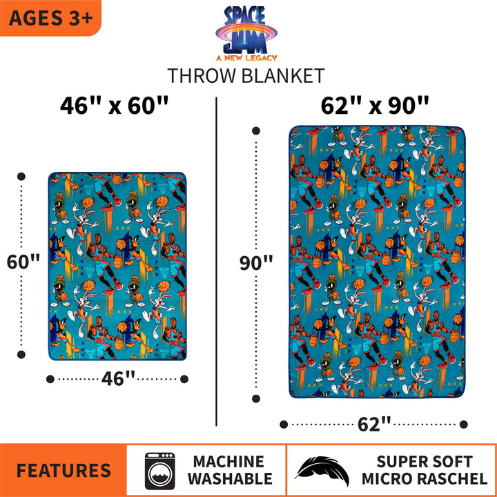 Franco Kids Bedding Super Soft Plush Throw Blanket, 46 in x 60 in, Space Jam 2 A New Legacy