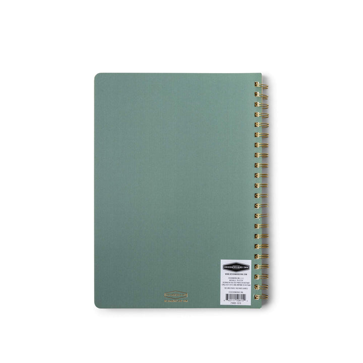 DesignWorks Ink A4-8.25" x 11.625" Juniper Green Textured Paper Notebook Journal with Gold Accents, Lined Pages, and Durable Spiral Binding for Work, Writing, Journaling