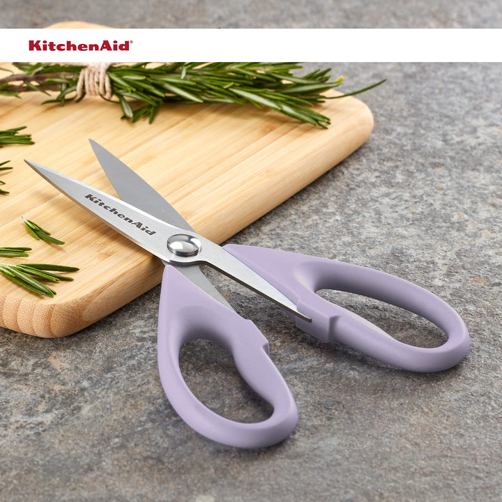 KitchenAid All Purpose Kitchen Shears with Protective Sheath for Everyday use, Dishwasher Safe Stainless Steel Scissors with Comfort Grip, 8.72-Inch, Lavendar Cream