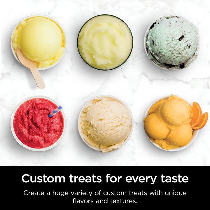 Ninja Creami Deluxe Pints 2 Pack, Compatible with NC500 Series Creami Deluxe Ice Cream Makers, Genuine Ninja Pint, BPA-Free & Dishwasher Safe, Color Lids, 1 Pint Each, Clear/Coral/Yellow, XSKPNTLD2?