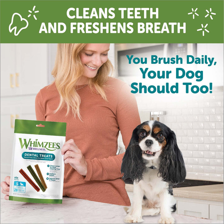 WHIMZEES by Wellness Dental Chews for Dogs, Natural, Long Lasting Treats for Cleaner Teeth & Fresher Breath, Grain Free & Hypoallergenic, 28 Chews