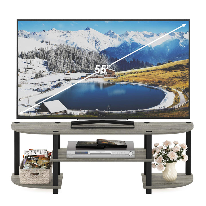 Furinno Turn-S-Tube Wide TV Entertainment Center, Sonoma Oak/White, 47. 25x13. 4x15. 9 4-Tiers with Round Corner