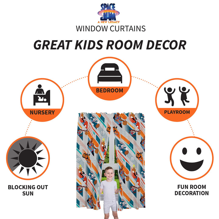 Franco Kids Room Window Curtains Drapes Set, 82 in x 63 in, Jurassic World 41"W x 63"L (Pack of 1)